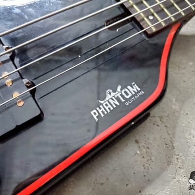 RARE: Phantom Guitarworks HBBR-BR Batmobile Surf Stick Electric Bass (1980s, Black/Red) image 13