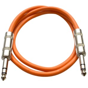 SEISMIC AUDIO - Orange 1/4" TRS 2' Patch Cable  Effects image 3
