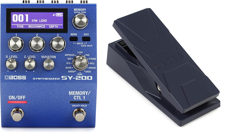 Boss SY-200 Guitar Synthesizer Pedal Bundle with Boss EV-30 Dual