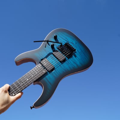 ESP USA M-II FR - Black Aqua Sunburst Satin 6-String Electric Guitar w/ Black Tolex Case (2024) image 4