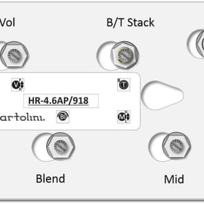 Bartolini HR-4.6AP Pre-Wired 3-Band Bass EQ with Active/Passive Volume, Blend, Stacked Hi/Low, Midrange