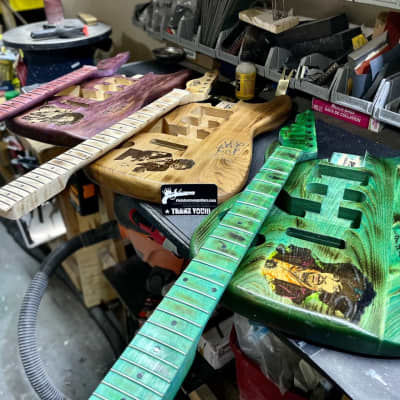 Pistol Guitars Maple left handed neck with maple fretboard Jimi Hendrix green neck only custom 2021 image 4