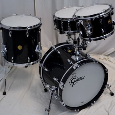 Gretsch 18/12/14/5x14" USA Custom Drum Set - 301 Hoops Black Metallic Gloss image 3
