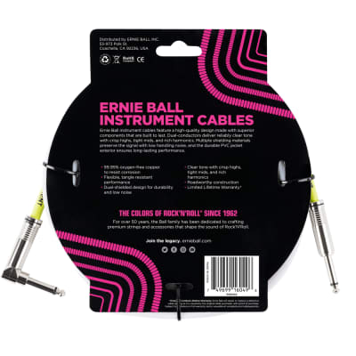 Ernie Ball 10' Straight-Angle Instrument Cable - White (P06049) image 2
