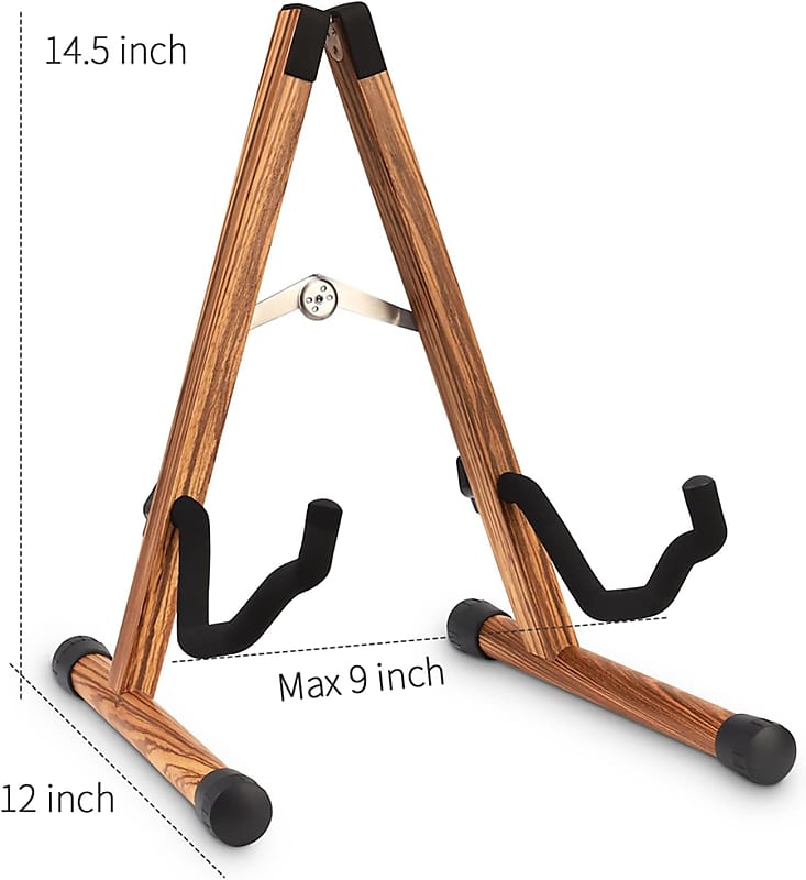 Wood Guitar Stand, Acoustic Guitar Stand with Padded Foam, Classical Electric Guitar Stand, A-Frame Folding Bass Guitar Display Stand Compatible with Cello, Mandolin, Bass, Banjo, Ukulele image 1