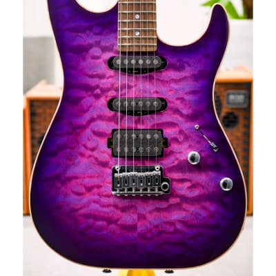 Schecter USA Custom Shop Sunset Custom II SSH QMT-Electric Magenta w/Rosewood FB & Black Painted Headstock for sale