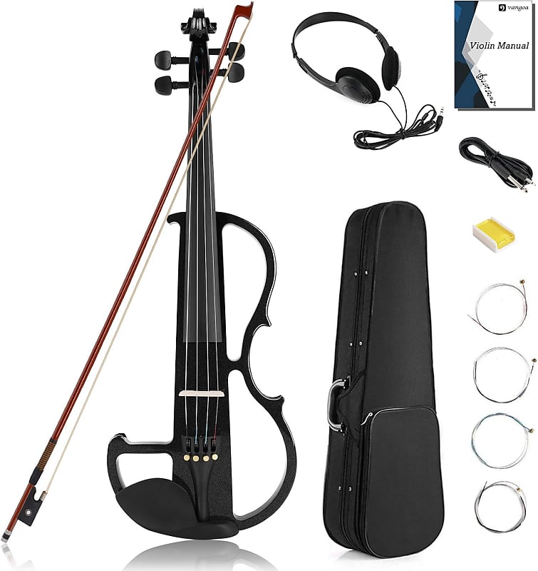Electric Violin Full Size 4/4, Black Silent Electric Violin