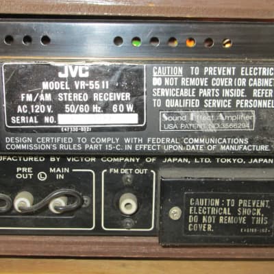 JVC VR-5511 Japan Made Stereo Receiver w Mag Phono in & Wood Case - Ready For Power Amp - Preamp out image 12