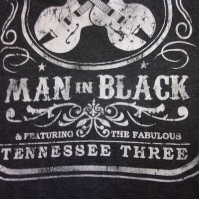 Johnny Cash 2XL T Shirt Gray shirt Man in Black with 2 crossed guitars image 5