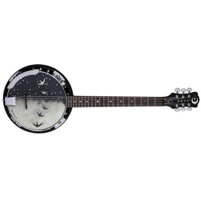 Luna Moonbird 6-String Acoustic Banjo with Single Humbucker Pickup, 21 Frets, C Shape Neck, Rosewood Fingerboard, Black Satin image 3