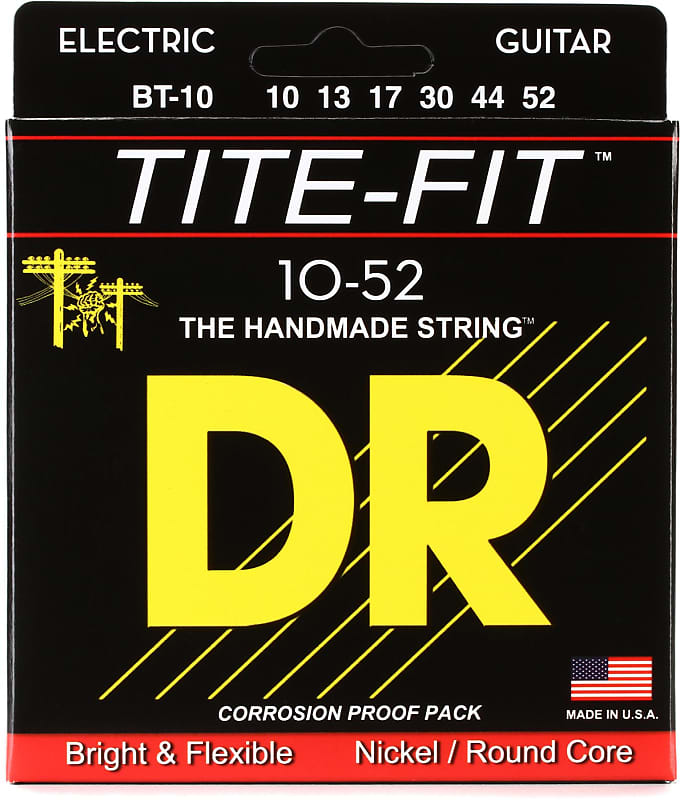 DR Strings BT-10 Tite-Fit Compression Wound Electric Guitar Strings - .010-.052 Big Heavy (10-pack) Bundle image 1