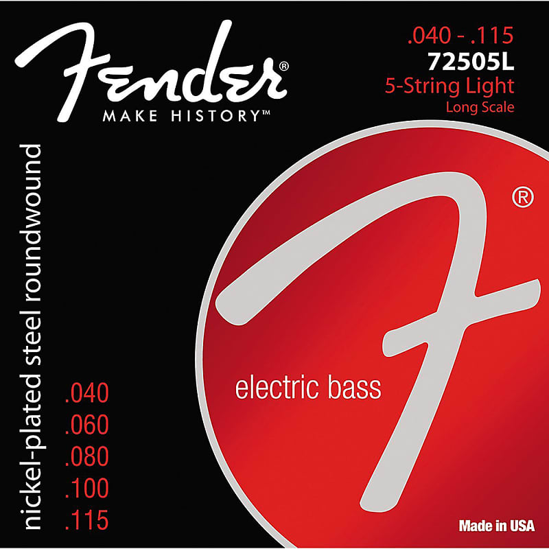 Fender 7250-5L Super Bass Nickel-Plated Steel Long Scale 5-String Light Bass Strings (40-115) image 1
