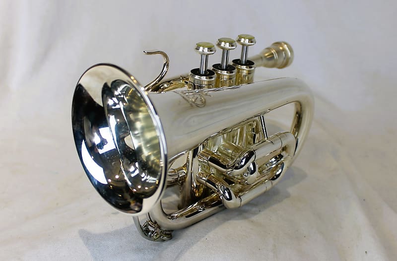 5529 - Silver Tone Amati Kraslice Pocket Trumpet Bb ATR 314 Made in CZ