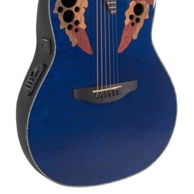 OVATION CE44P-8TQ-G Celebrity Elite Plus Mid Cut Roundback Elektro-Akustik-Gitarre, blue quilted image 2