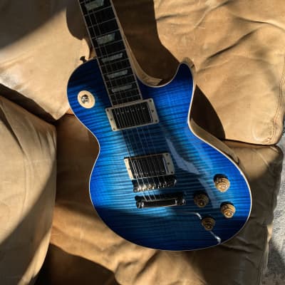 BLUE AXCESS 🦋! 2013 Gibson Custom Shop Les Paul Standard Axcess Figured Trans Translucent Transparent Blue Burst Ocean Water Blueberry F Flamed Maple Top Special Order Limited Edition Exclusive Run Coil Split 496R 498T ABR-1 Stopbar Tailpiece Modern image 21