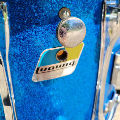 Vintage 1980's Ludwig 14x10 Field/Snare Drum - Blue Sparkle - (094-2) image 2