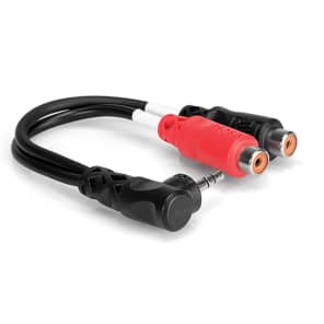 Hosa YRA-167 Right-Angle 3.5mm TRS Male to Dual RCA Female Y Cable