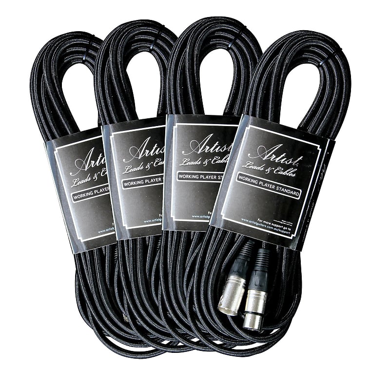 Artist MCD30XX 30ft (9m) Deluxe Mic Cable/Lead XLR-XLR - 4 Pack image 1