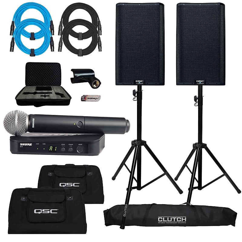 QSC K12.2 12" Powered Active DJ PA Speakers + BLX24/SM58 Wireless Mic System (H9 Band) image 1