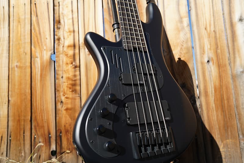 Schecter DIAMOND SERIES Stiletto-5 Stealth Pro - Satin Black Left Handed 5-String Electric Bass Guitar (2023) image 1