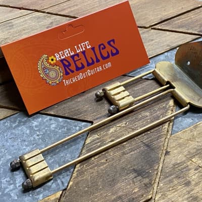 Real Life Relics Replacement Frequensator Split Tailpiece For Epiphone Guitars Aged Gold    [AA8] image 3