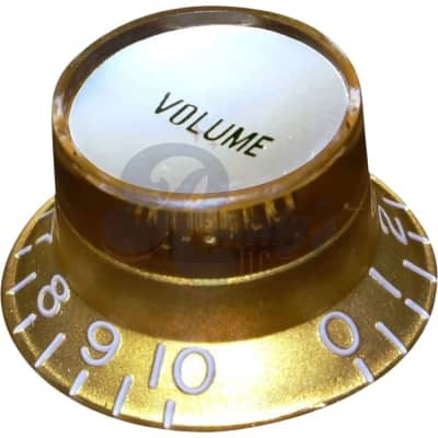 Top Hat/Reflector Volume Knob (Embossed) - Fits Gibson®-Gold w/ Silver inserts