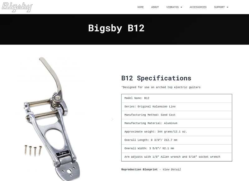 Bigsby B12G Vibrato Tailpiece - Gold | Dhl Express Delivery |