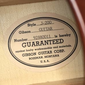 Gibson J-200 1990 Sunburst original hard case Bozeman Montana USA acoustic guitar image 2