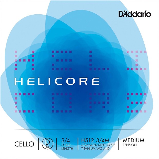 D'Addario H512 3/4M Helicore Cello Single D String - 3/4 Scale, Medium Tension image 1