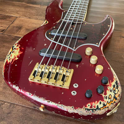 Xotic XJ-1T Jazz-Style 5-String Bass Guitar Candy Apple Red Rosewood image 6