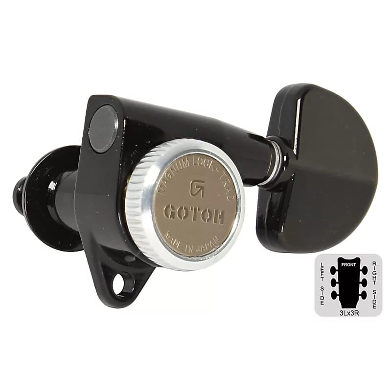 GOTOH SG301-20-MGT Locking Tuning Machines w/ Grover buttons- 3L x 3R - Black image 1