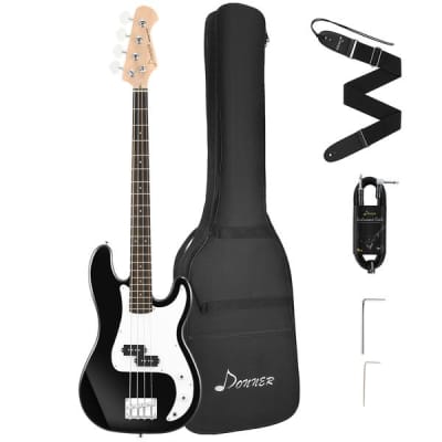Professional Full Size 4 String Bass Guitar Bundle + Gig Bag and Accessories for sale