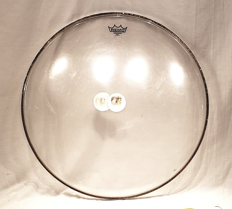 Used 24" Remo Ambassador Bass Clear Drum Head with Remo Dbl Kick Pad image 1