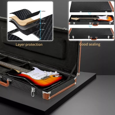 Electric Guitar Hard Case | Diamond Pattern for GST, GTL, 170, SG, and Burning Fire Style Guitars | Durable Wood & Plush Interior image 6