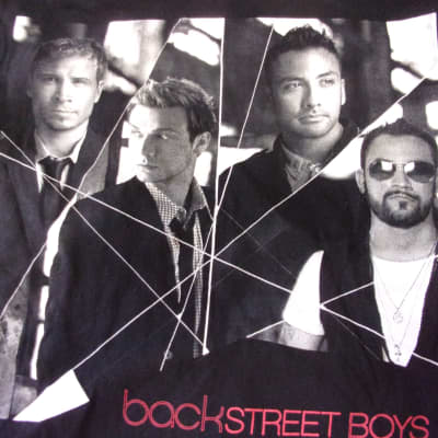 Back Street Boys Concert T-shirt  World Tour 2008 Small black 2 sided Shirt cities on back image 1