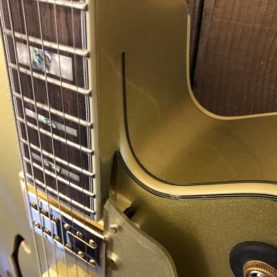 Dot on Shaft Carparelli Hollow Body Archtop Guitar Gold Metallic w/ Hard Case image 11