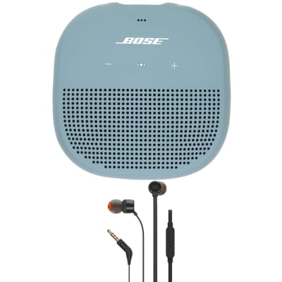 Bose Soundlink Micro Bluetooth Speaker (Stone Blue) + JBL T110 in Ear Headphones Black image 1