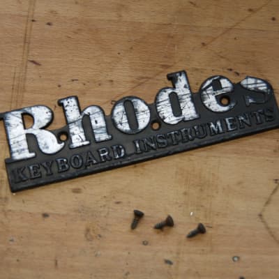 Genuine 1977 Rhodes Mk1 Stage 73-Key Hardware Large Rhodes Case Name Plate and 3 Screws for Electric Piano Mark I (Suitable parts for 1975-1979) for sale