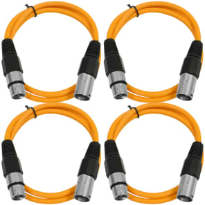 4 Pack of XLR Patch Cables 3 Foot Extension Cords Jumper - Orange and Orange image 2