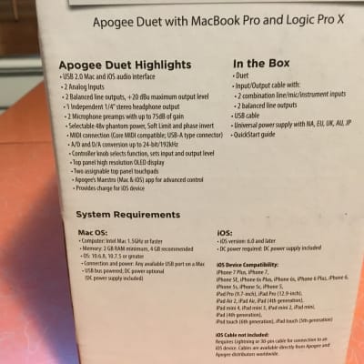 Apogee Duet 2 USB Audio Interface works with OS/iOS & Windows image 3