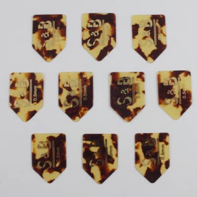 10 Pentagon Plectrums Bert Weedon style Tortoiseshell Celluloid Picks 0.5mm Medium for sale
