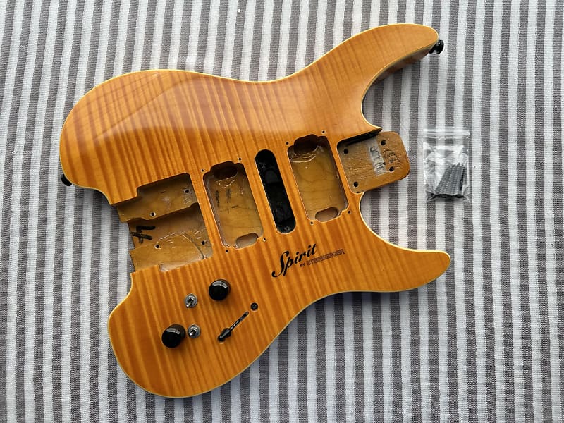 Steinberger Spirit GU guitar body, Made in USA, H-S-H pickup configuration,  GLOSS finish with FLAMED MAPLE top