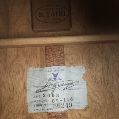 K Yairi CY116 Classical Guitar (2003) 56249 Cedar, Burl mahogany. Handmade in Japan. image 3