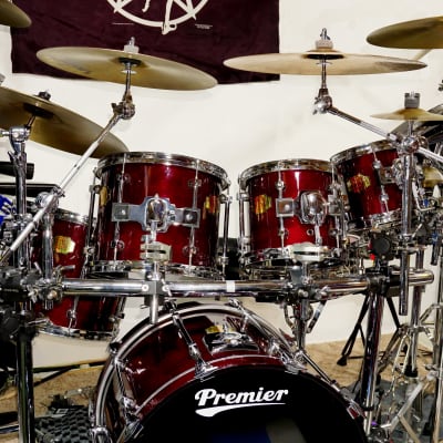 Premier Signia Cherrywood Drums - 5 piece - 4 toms, 1 kick - with 8" and 15" rare toms 90s  CLEAN! image 1