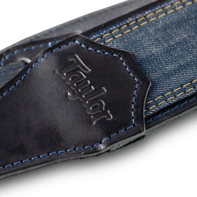 Taylor Blue Denim Strap, Navy Leather Edges, 2.5" image 1