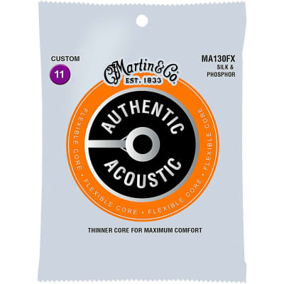 Martin MA130FX Silk & Phosphor Authentic Acoustic Flexible Core Guitar Strings Custom Gauge .0115-.047