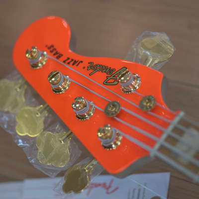 Fender MonoNeon Jazz Bass V - Neon Yellow and Orange image 10