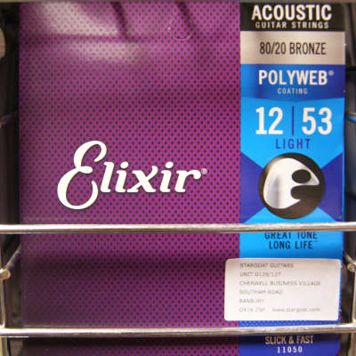 Elixir 11050 Polyweb 80 20 Bronze Acoustic Guitar Strings Light