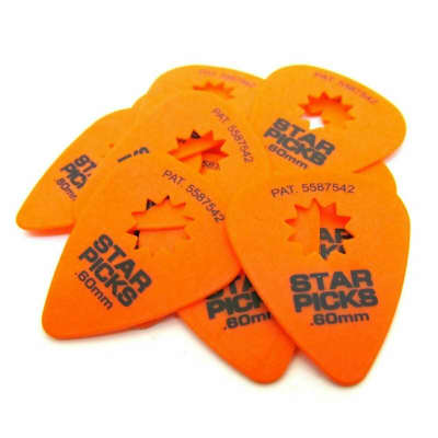 Everly Star Guitar Picks  12 pack   .60mm  Orange for sale