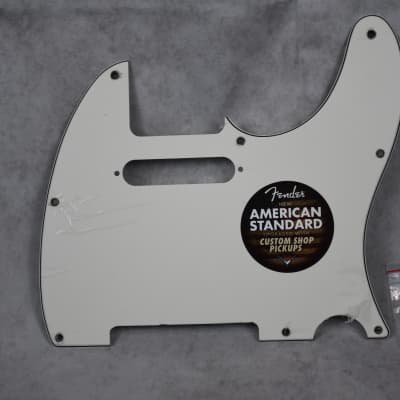 Genuine Fender American Standard Telecaster Pickguard - White 3-ply 8-hole With Screws image 1